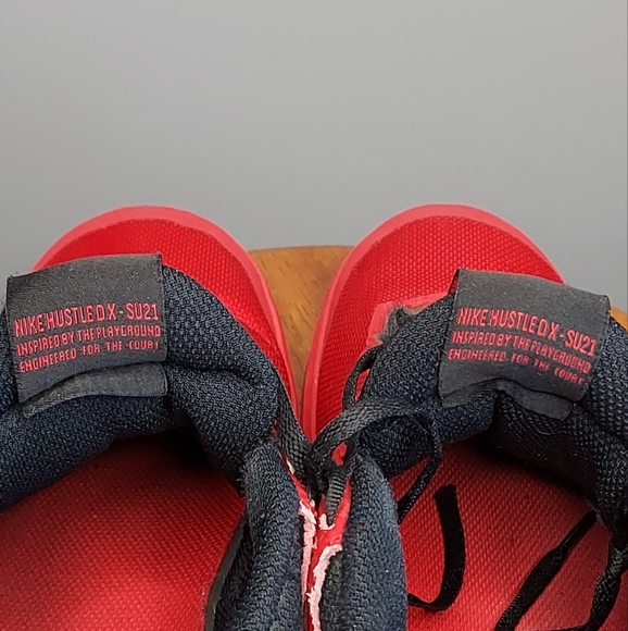 Nike, tennis shoes, bright red w/ black swoosh, youth size 5.5 - Picture 5 of 9